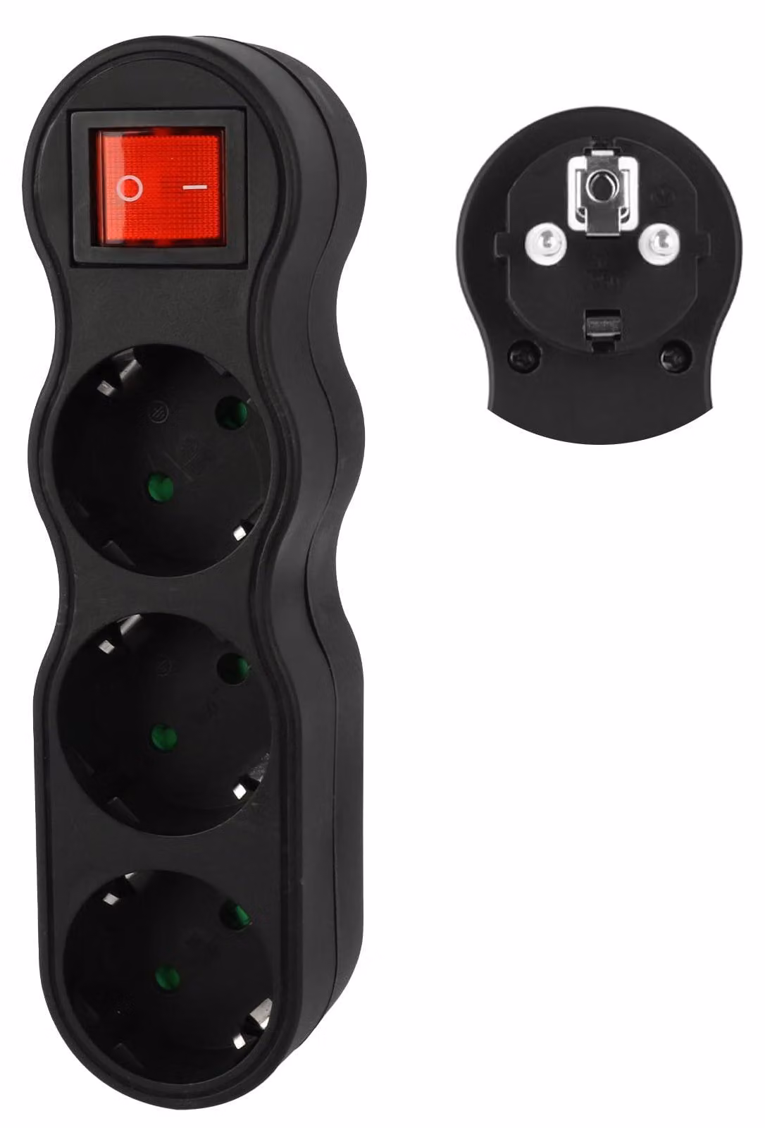 Scatola di derivazione a 3 vie con interruttore, 16 A, 250 V, potenza massima 3500 W, colore nero