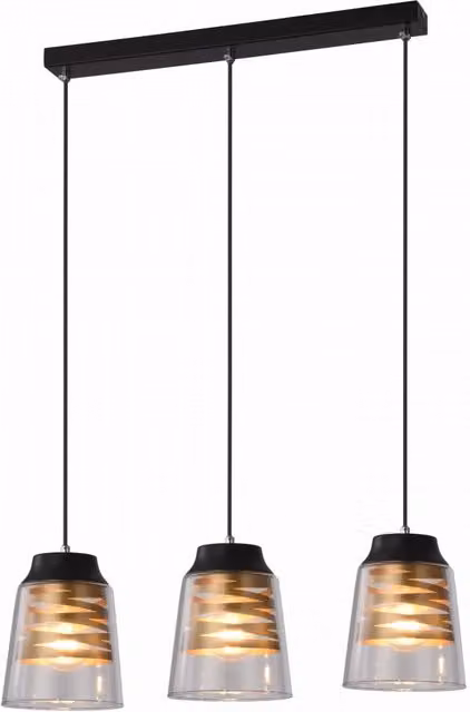 Lampadario a sospensione Candellux Fresno in vetro nero e trasparente con 3 lampadine E27, regolabile in altezza e dimmerabile – 1