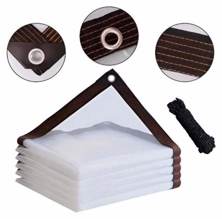 Telo protettivo trasparente, 2x3 metri, in PVC, con bordo rinforzato, ideale per gazebo