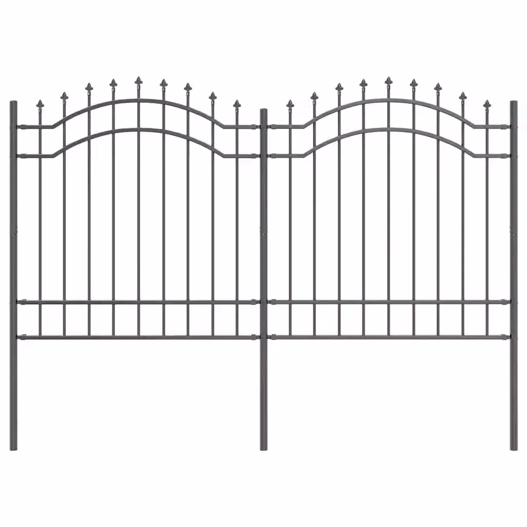 Recinzione per giardino vidaXL in acciaio verniciato a polvere Grigio L: 240 cm, H: 165 cm – 2