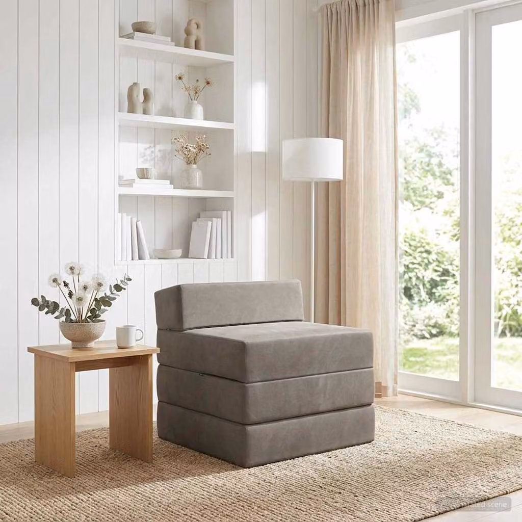 vidaXL Divano Letto Pieghevole in Velluto Grigio Chiaro
