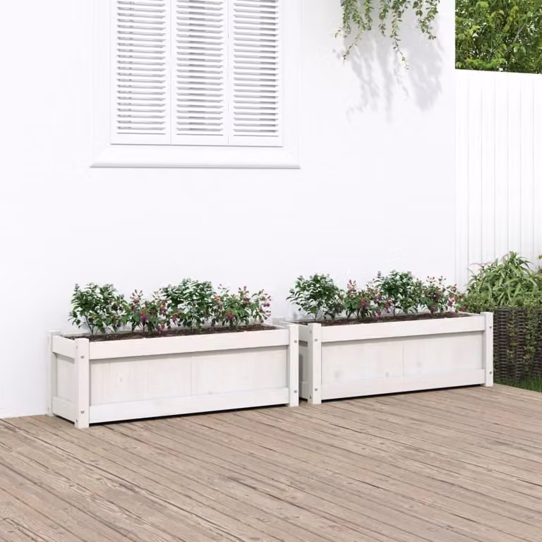 Set di 2 fioriere da giardino vidaXL in legno di pino bianco
