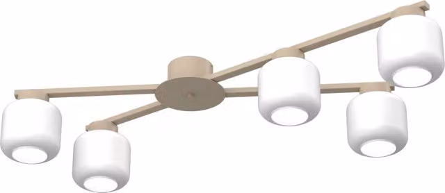 Plafoniera Muvo Luminex beige con 5 luci dimmabile in metallo L: 120 cm, P: 26 cm, H: 75 cm
