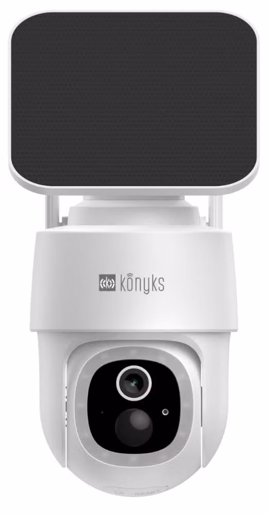 Konyks Camini Air S360 – Telecamera esterna wireless, motorizzata, con connessione WiFi, grado di protezione IP65 e pannello solare