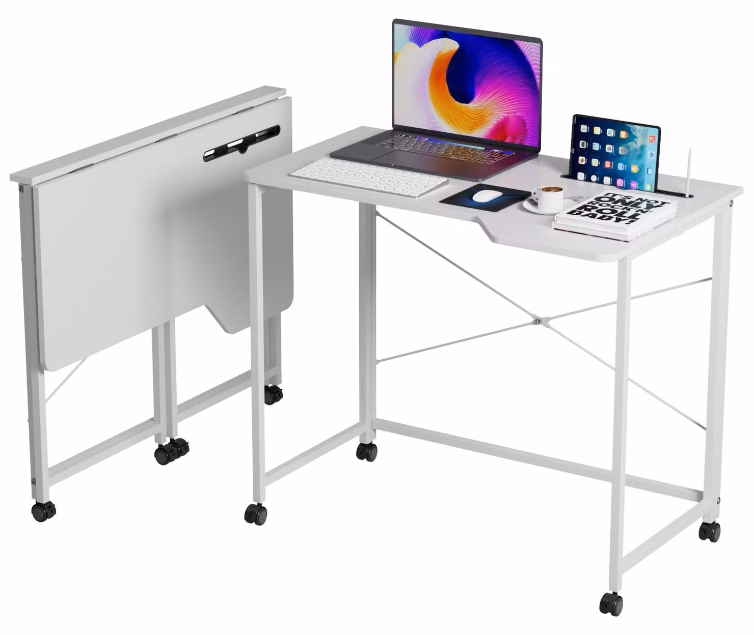 Tavolo pieghevole per computer con ruote