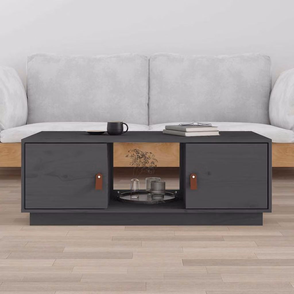 vidaXL Tavolino da Salotto Moderno in Legno di Pino Grigio L: 100 cm, P: 50 cm, H: 35 cm