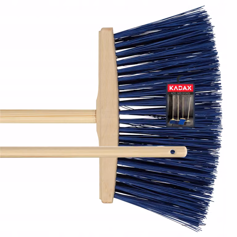 Scopa KADAX per lo spazzamento di strade e marciapiedi "Salorino", con manico in legno, scopa stradale in nylon, 31 cm, blu scuro