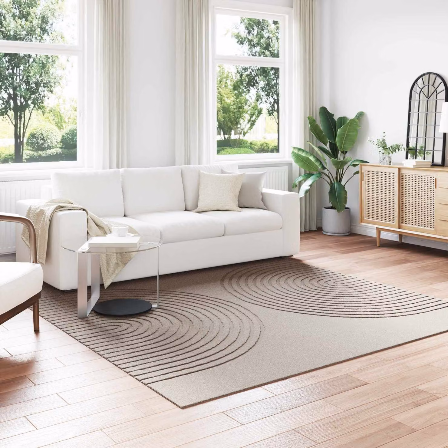 Tappeto quadrato moderno vidaXL GALATI beige in poliestere L/P: 240 x 240 cm