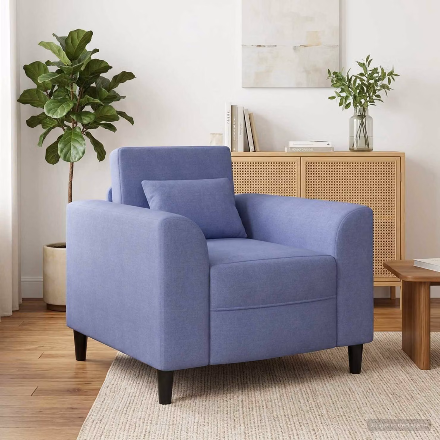 Poltrona lounge moderna vidaXL in tessuto blu con braccioli