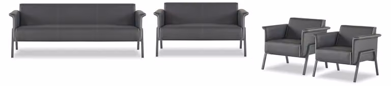 Dunkelgraue Arbeitszimmer Sessel Textil Sitzbank Dreisitzer 2-Sitzer