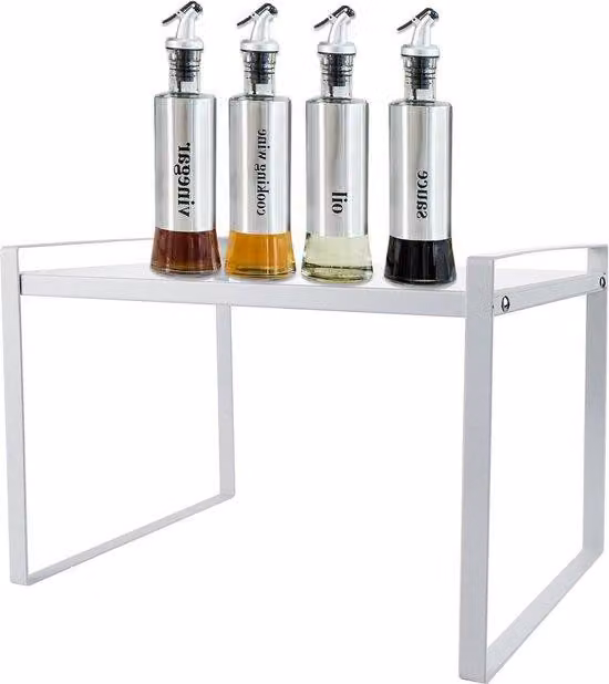 Organizer metallico da cucina - Cestino metallico per erbe aromatiche da riporre su scaffali e piani di lavoro - Organizer da cucina bianco