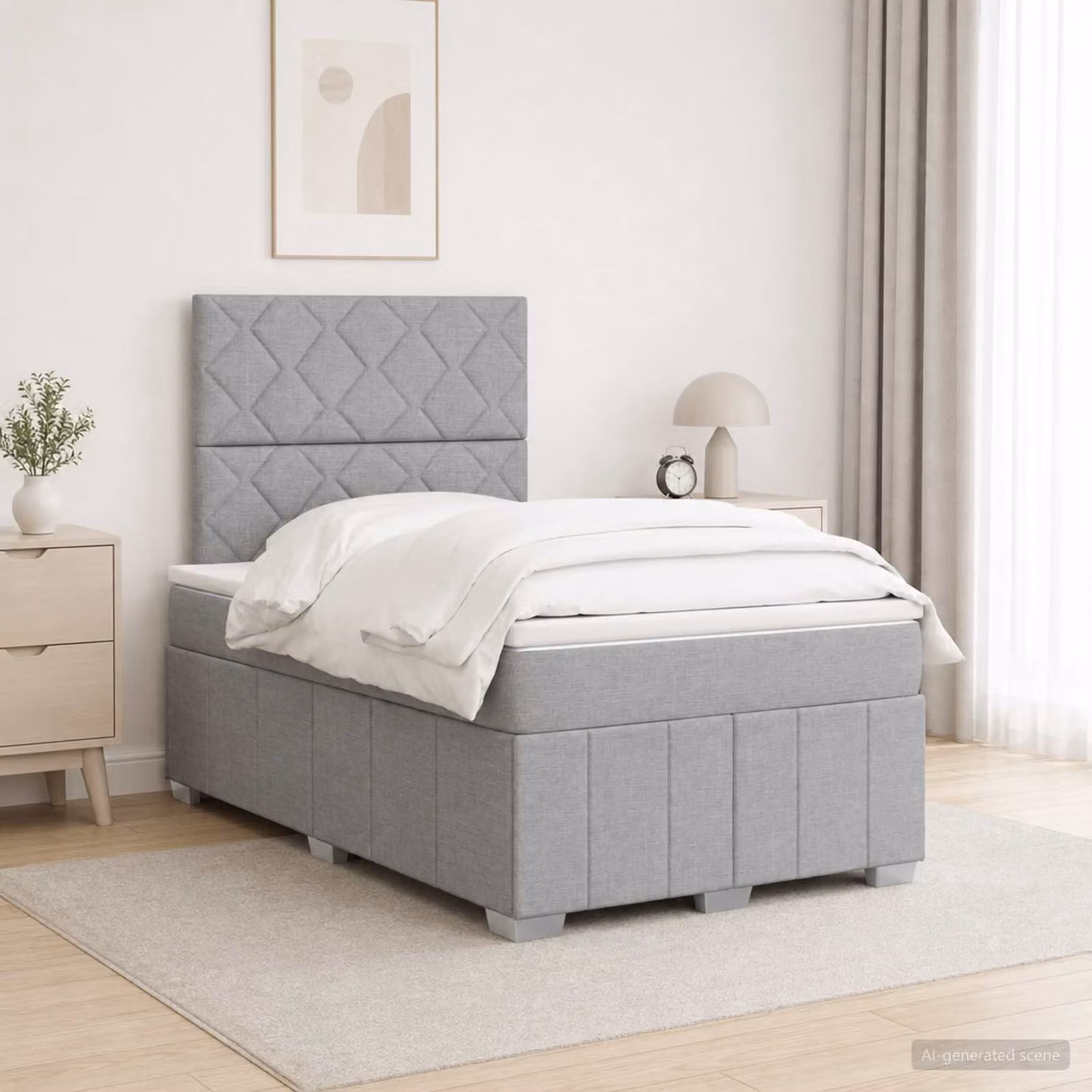 Letto Box Spring vidaXL con Materasso a Molle Insacchettate e Illuminazione LED, Grigio e Bianco, L/P/H: 120 x 200 cm