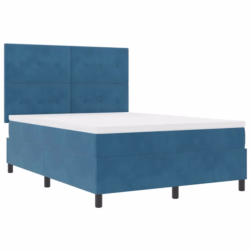 Letto moderno vidaXL in velluto blu con illuminazione LED sottostante L/P: 140 x 200 cm – 2
