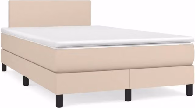 Letto a molle con materasso vidaXL in similpelle beige e bianco L/P/H: 120 x 200 cm