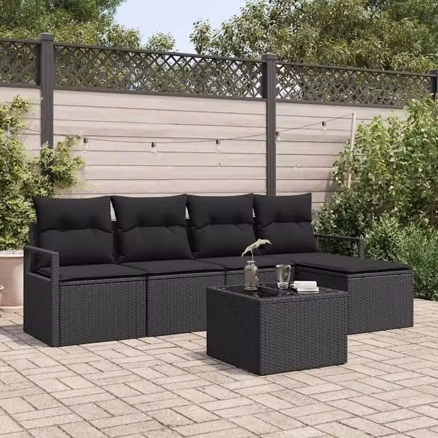 Set di divani 6 pz Nero polyrattan 3355022