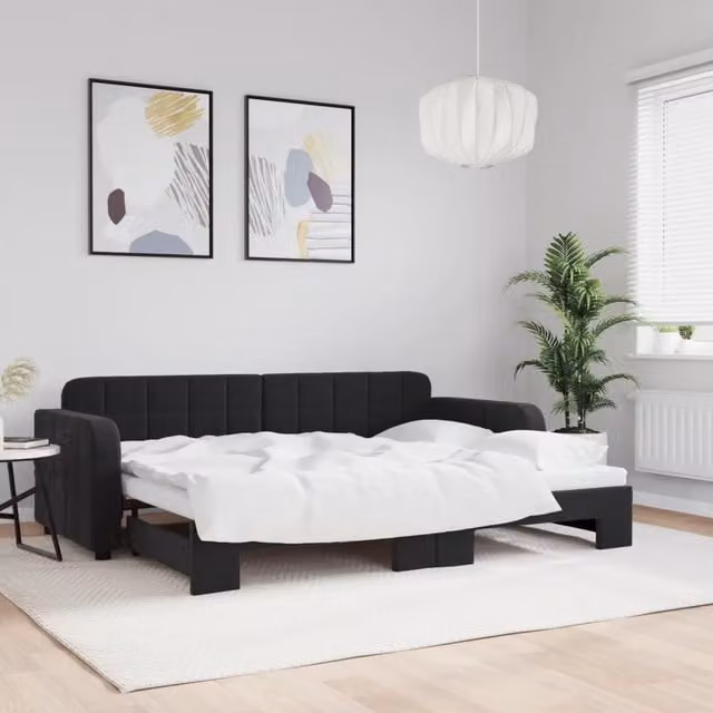 Divano Letto con Letto Estraibile Nero in Velluto vidaXL