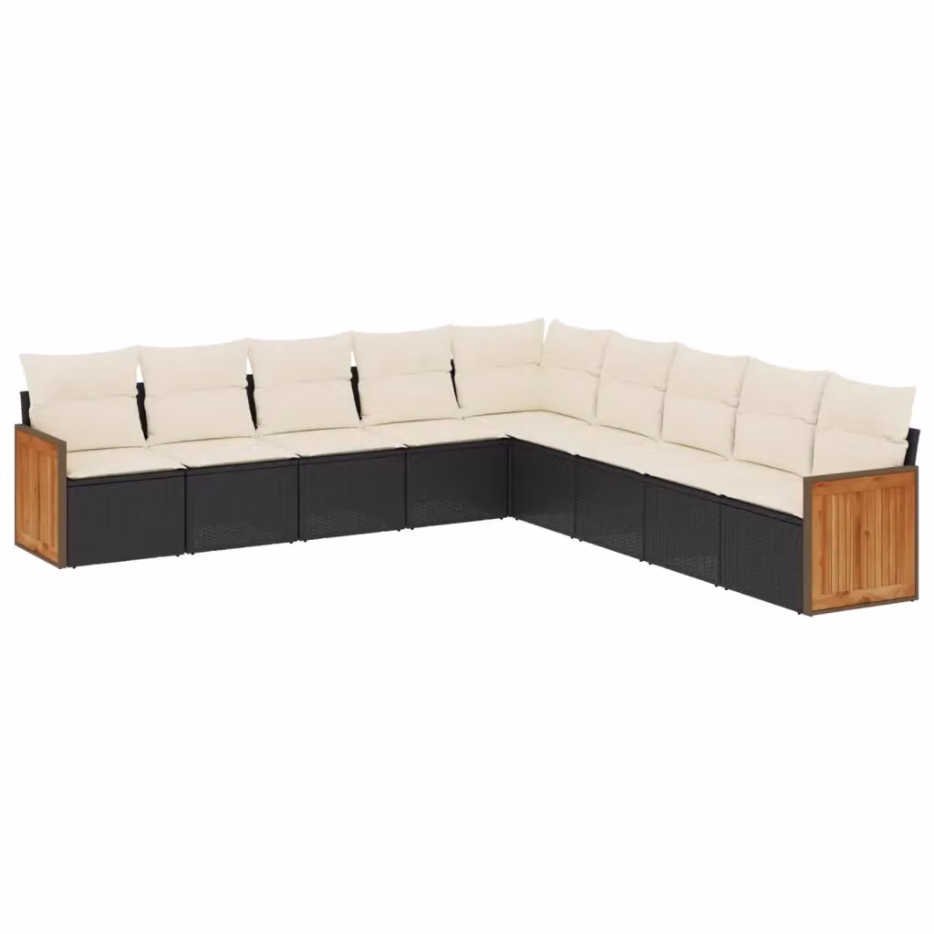 vidaXL Set Divani da Giardino a L 9 pz in Polyrattan con Cuscini Neri e Bianchi – 2