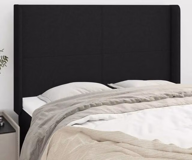 Testiera con Orecchie Design Mania in Tessuto Nero L: 147 cm, P: 16 cm, H: 118/128 cm