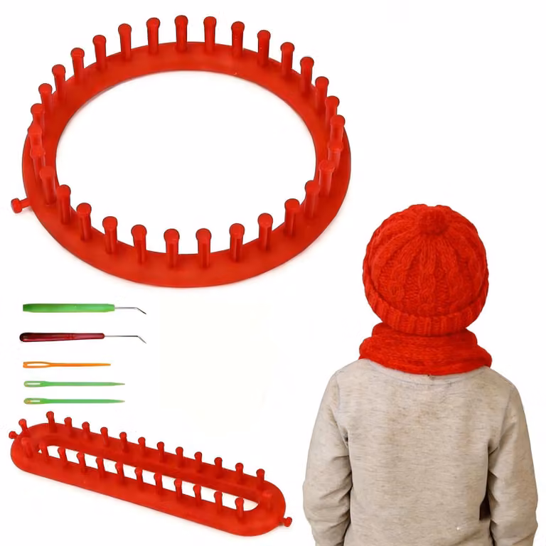Kit per telai da ricamo, composto da 2 pezzi, uno rotondo e uno rettangolare, con accessori