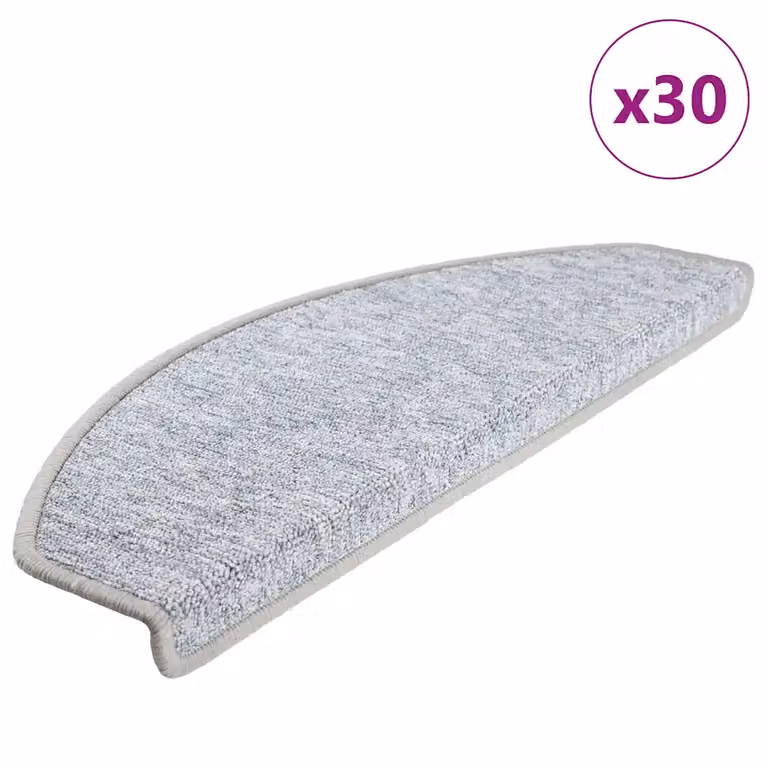 Set di 30 tappetini per scale semicircolari vidaXL, colore grigio chiaro, L: 65 cm, P: 24 cm, H: 4 cm, antiscivolo e autoadesivi