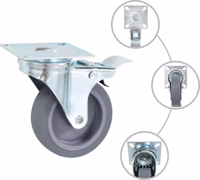 Set di 24 ruote girevoli vidaXL in plastica e zinco galvanizzato, colore grigio, diametro 75 mm