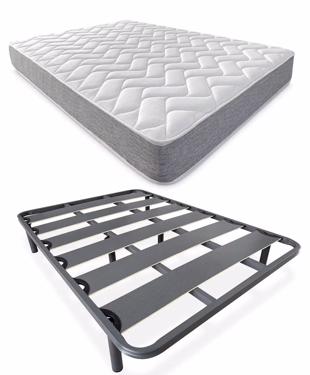 Letto a castello con rete a doghe e materasso a due facce, dimensioni 90x190 cm, colore grigio