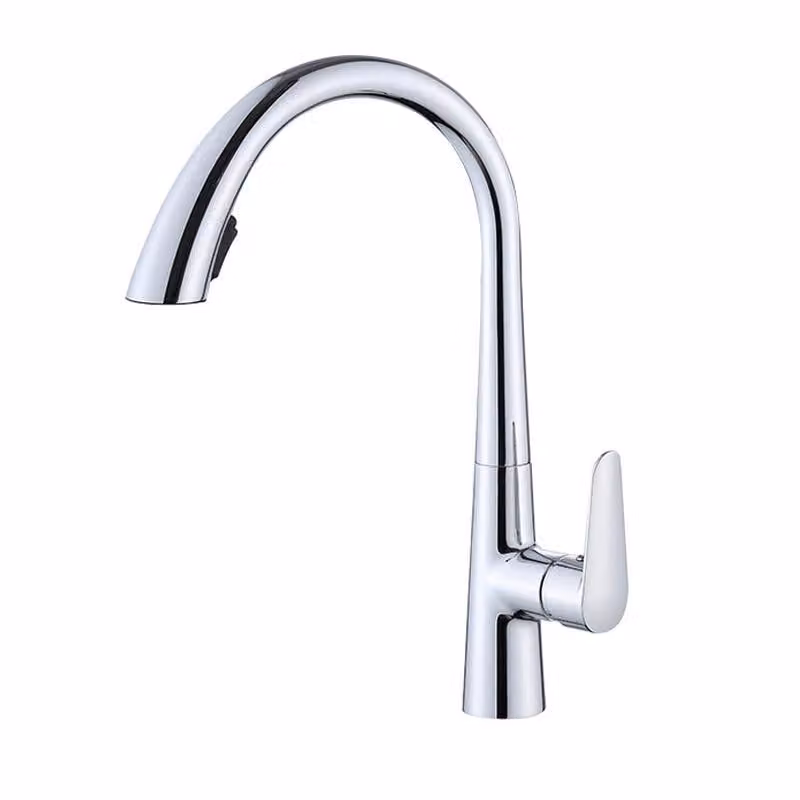 Rubinetto da cucina in acciaio inossidabile 304, miscelatore estraibile, orientabile a 360°, due tipi di getto con la semplice pressione di un pulsante, finitura spazzolata, argento