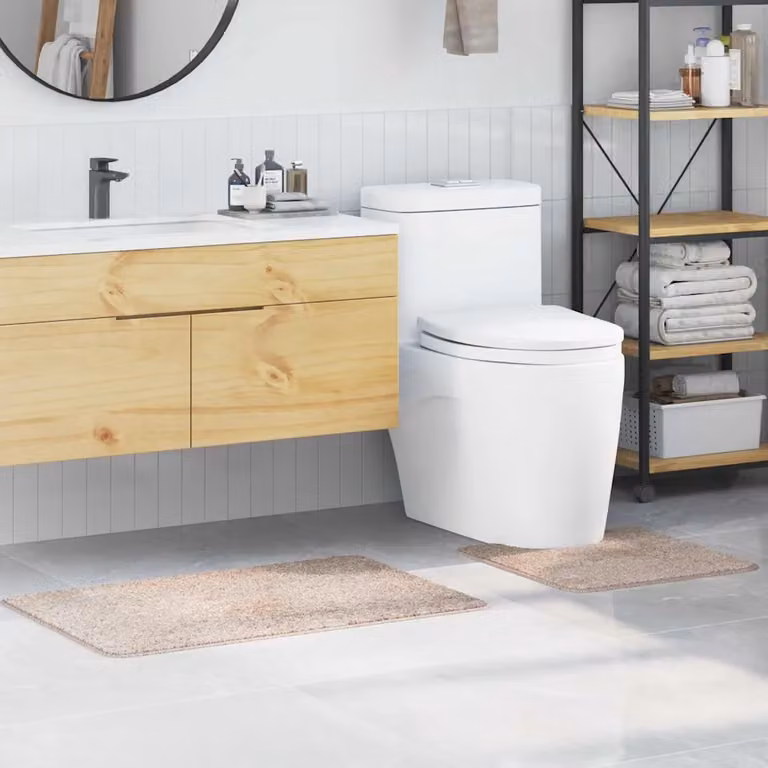 Set di 2 tappetini antiscivolo per il bagno vidaXL beige, lavabili in lavatrice, 50 x 50 cm