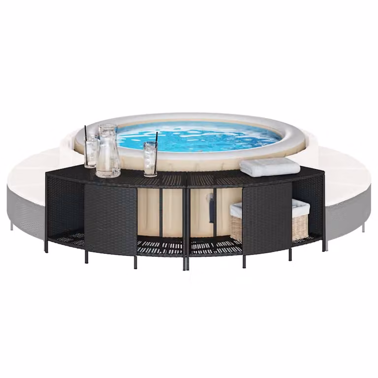 Set di 2 scaffali portaoggetti vidaXL in polyrattan nero per vasca idromassaggio e giardino