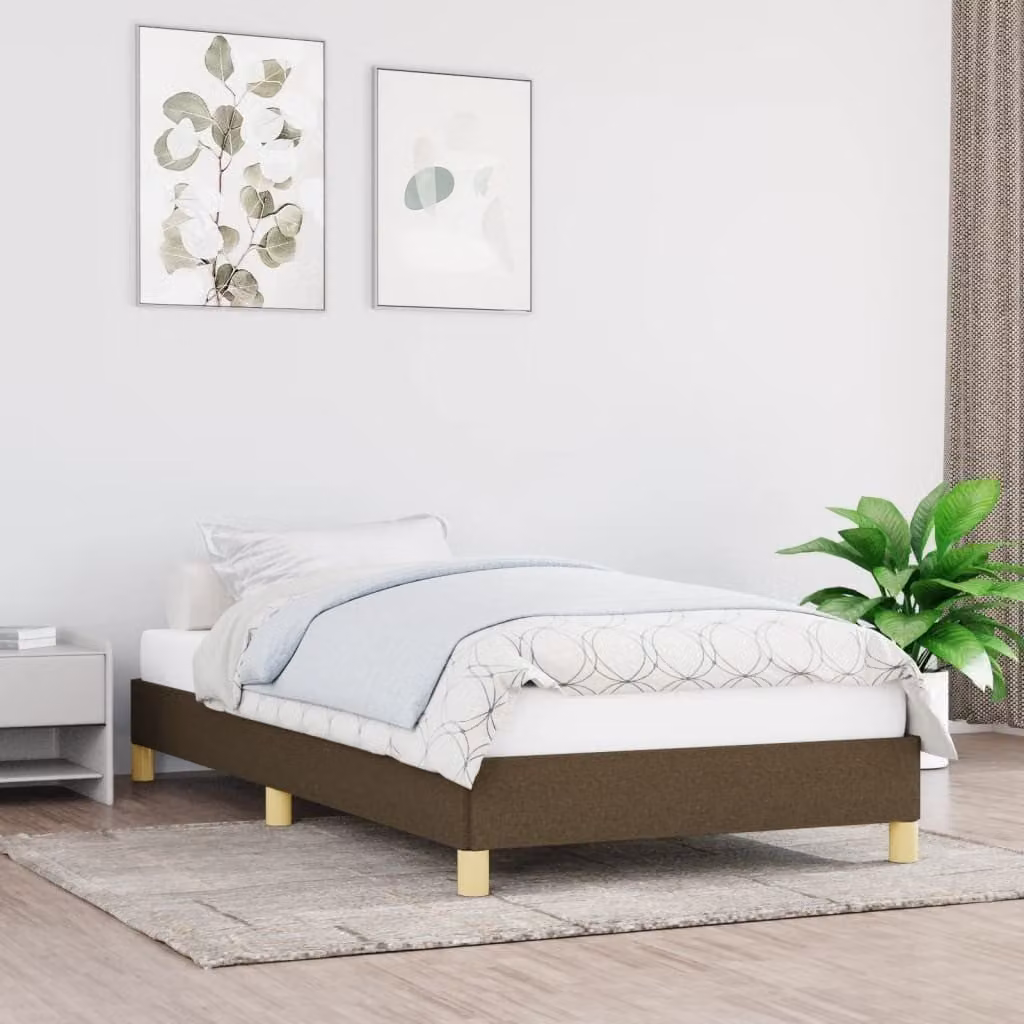 The Living Store Struttura letto in tessuto marrone scuro 90x190 cm