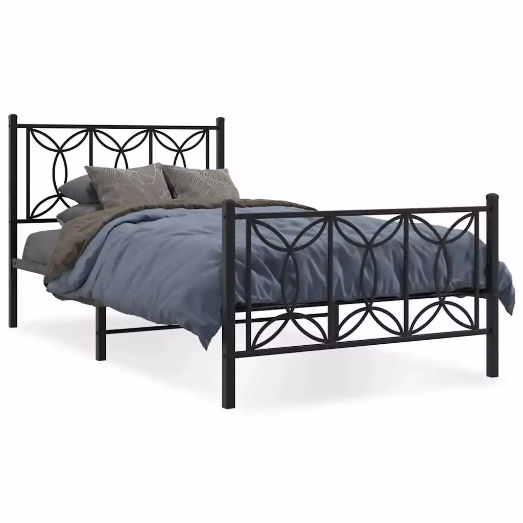 Giroletto con testiera e pediera in metallo nero vidaXL L/P: 100 x 200 cm – 2