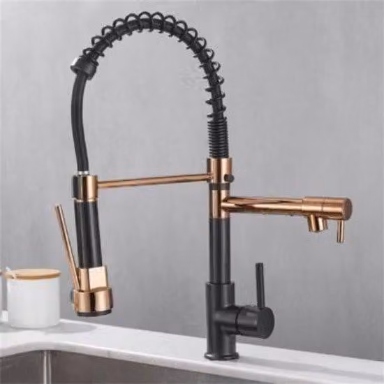 Rubinetto da cucina professionale con doccetta estraibile - Rubinetto da cucina - Doccetta - Estraibile - Miscelatore da cucina - Nero