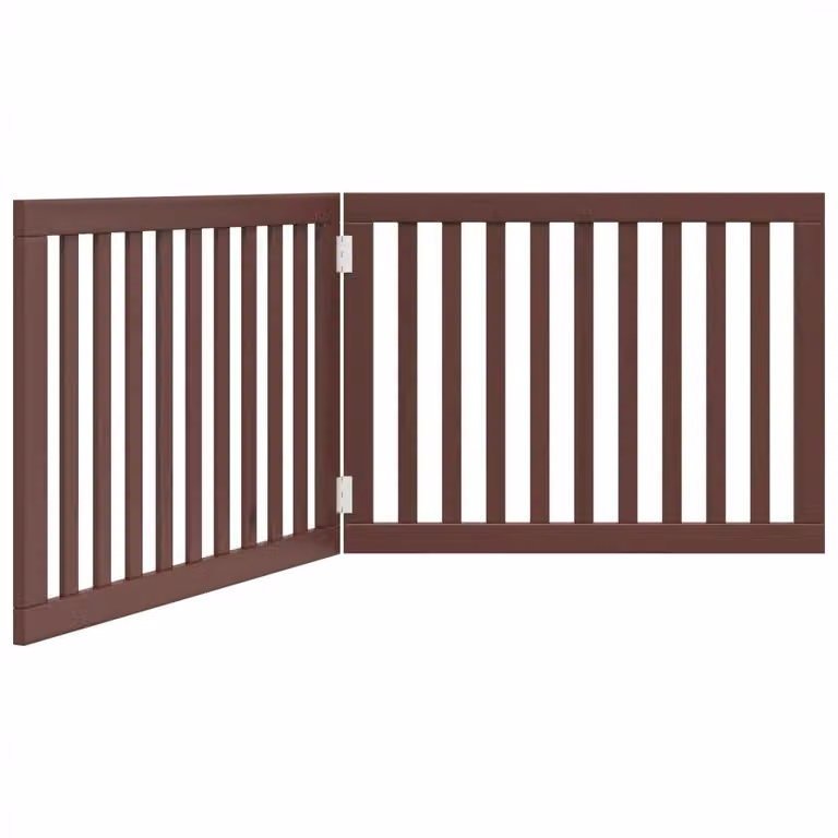Cancello Cani Pieghevole 2 Pannelli Marrone 160cm Legno Pioppo