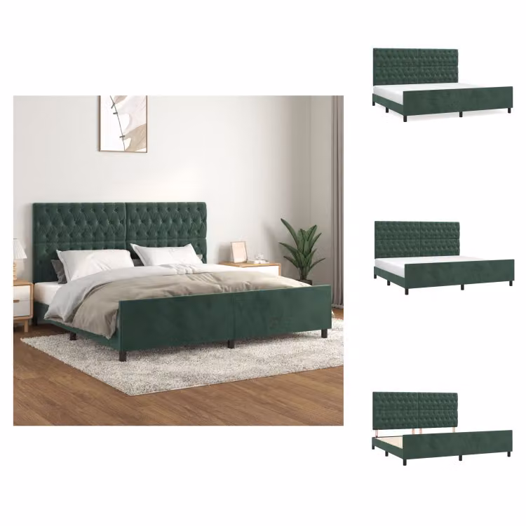 vidaXL Struttura letto con testiera in velluto verde scuro 200x200 cm - Letti e strutture letto