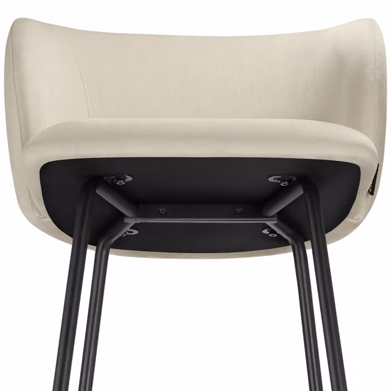 Set di 6 sgabelli moderni Luana TecTake con schienale in effetto velluto, colore beige e nero