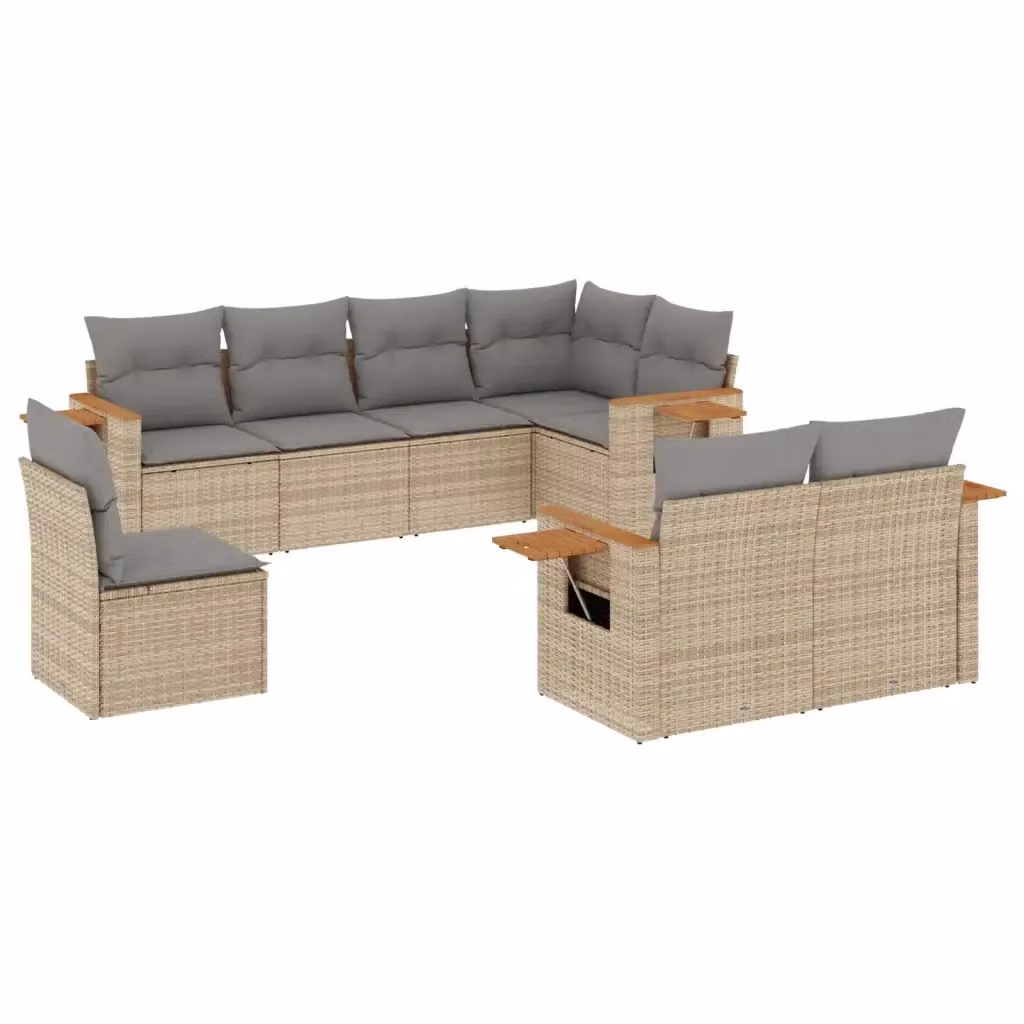Set Divano da Giardino 8 pz vidaXL in Polyrattan Beige con Cuscini e Tavolino – 2