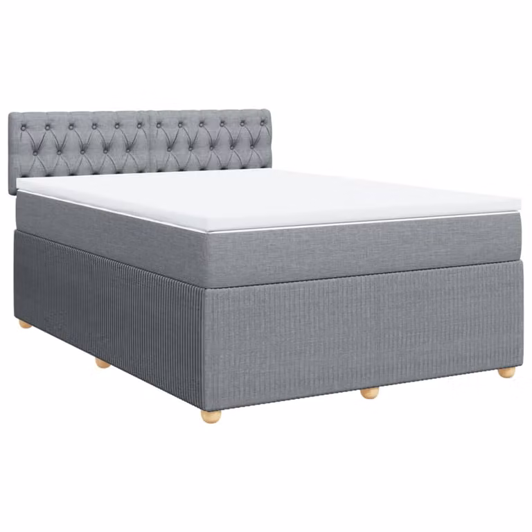 Giroletto a Molle con Materasso Grigio Chiaro 140x200cm Tessuto