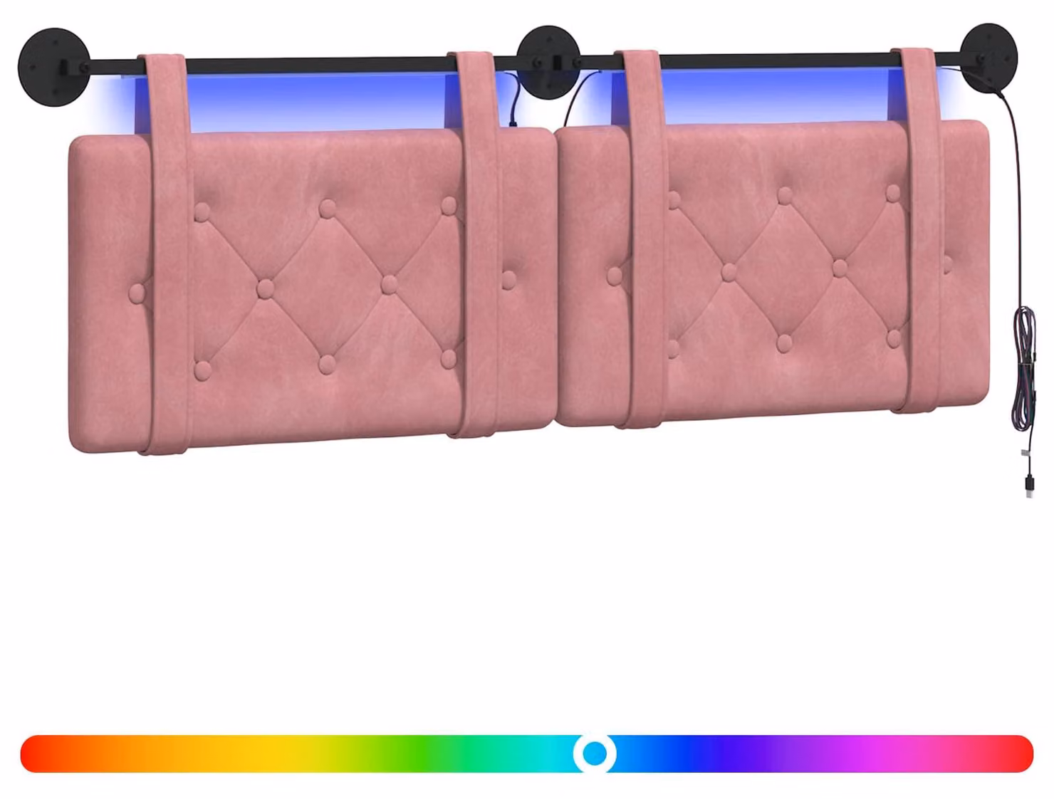Testiera sospesa Con luce LED Rosa Velluto