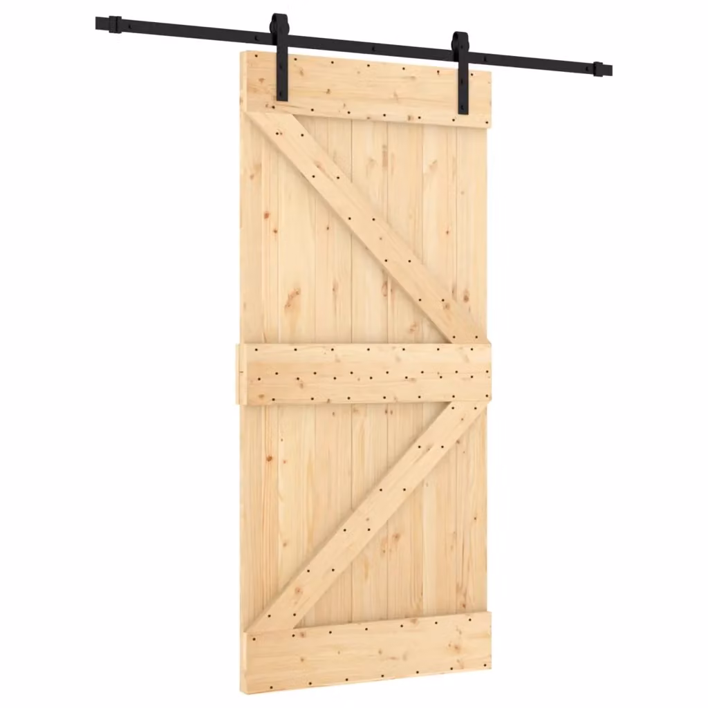 Porta scorrevole minimalist vidaXL in legno e acciaio, colore marrone e nero, L: 95 cm, H: 210 cm – 2