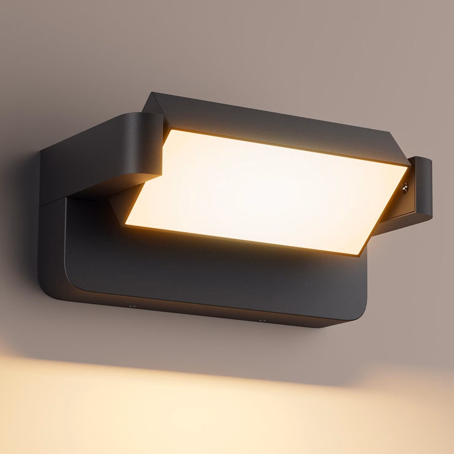 Lampada a LED da parete, 24W, regolabile a 350°, grado di protezione IP65, 1500 lumen, 3000K, colore nero