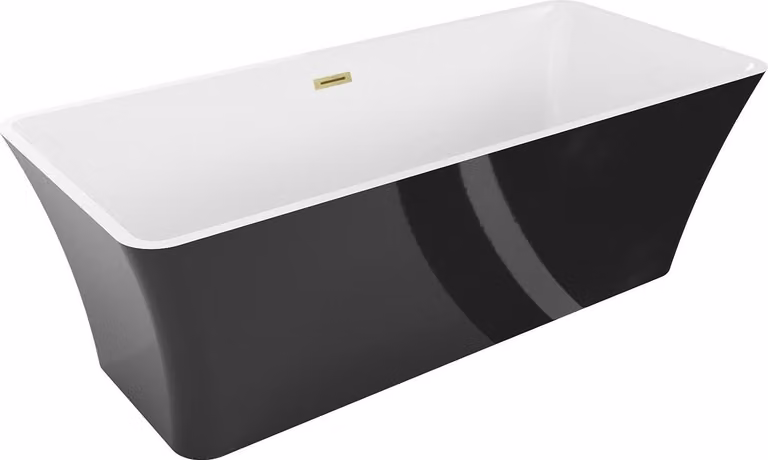 Mexen Tonia vasca da bagno freestanding 170 x 75 cm, bianca/nera, troppopieno oro spazzolato - 52171707575-55