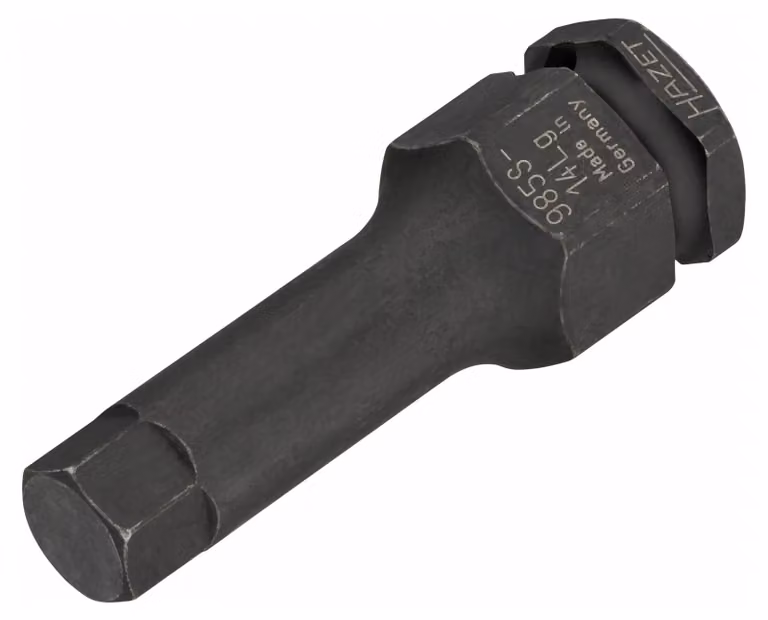 Hazet Chiave a impatto per avvitatori a batteria, inserto per cacciavite 985S-14LG, 1/2" (12,5 mm) quadrato cavo, esagono esterno da 24 mm, esagono interno