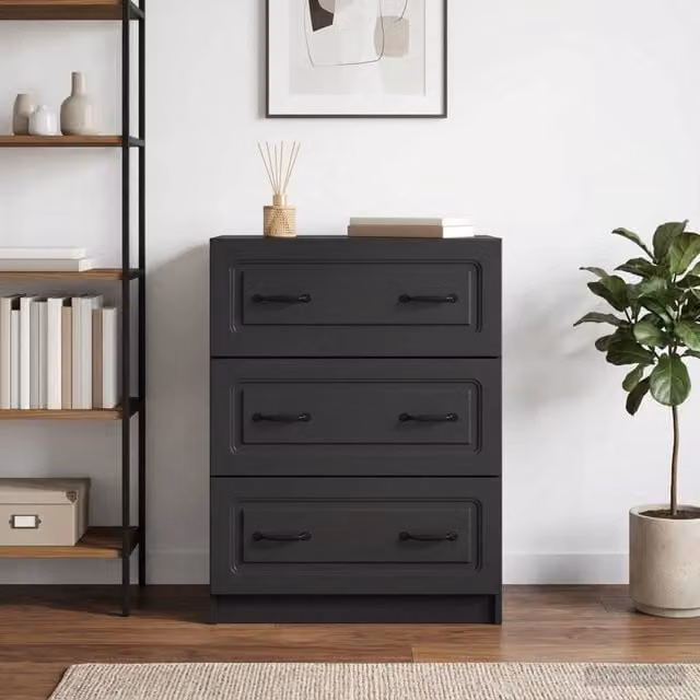 Mobile con Cassetti vidaXL in Legno MDF Nero Lucido L: 66 cm, P: 34,5 cm, H: 87 cm