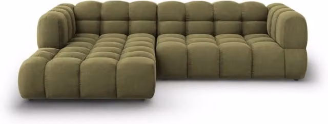 Divano angolare modulare Sky Cosmopolitan Design a 4 posti in velluto verde chiaro con orientamento sinistro L/P/H: 272 x 132 x 75 cm