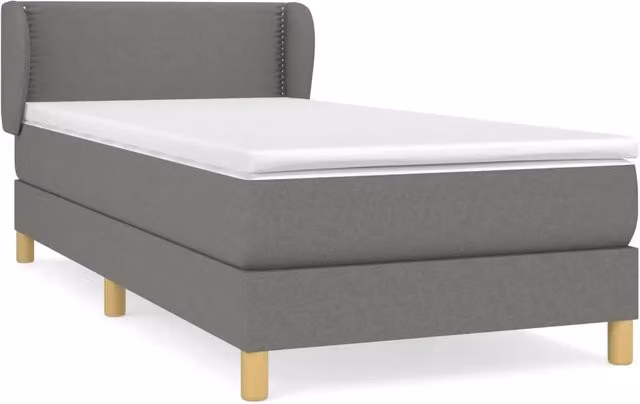 Letto singolo | Letto per adulti | Giroletto a Molle con Materasso Grigio Scuro 90x200 cm Tessuto