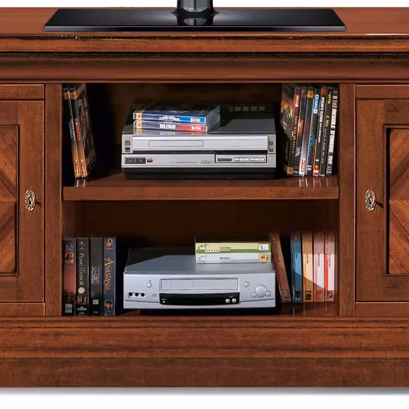 Porta TV classico con 2 ante intarsiato in legno color noce Mobili 2G L/P/H: 130 x 50 x 60 cm – 4