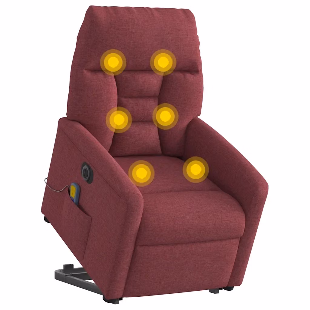 Poltrona Alzapersona Elettrica con Massaggio vidaXL, Colore Rosso, Rivestimento in Tessuto e Schiuma – 2