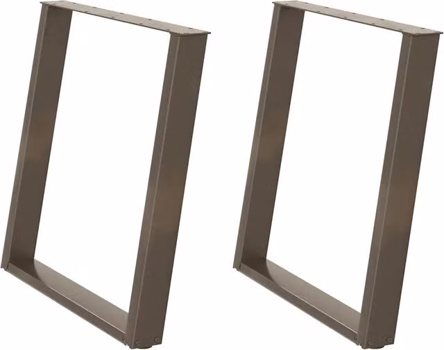 Coppia di gambe per tavolo da pranzo a forma di U in acciaio inossidabile color argento e marrone, Altezza: 72-73 cm, Larghezza: 80 cm