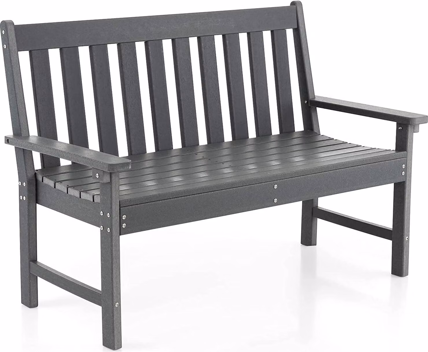 Panca da giardino COSTWAY resistente alle intemperie, panca a 2 posti, portata fino a 320 kg, panca da parco per tutte le stagioni in HDPE, panca da terrazza per giardino, balcone e terrazzo, 132 x 65 x 91 cm