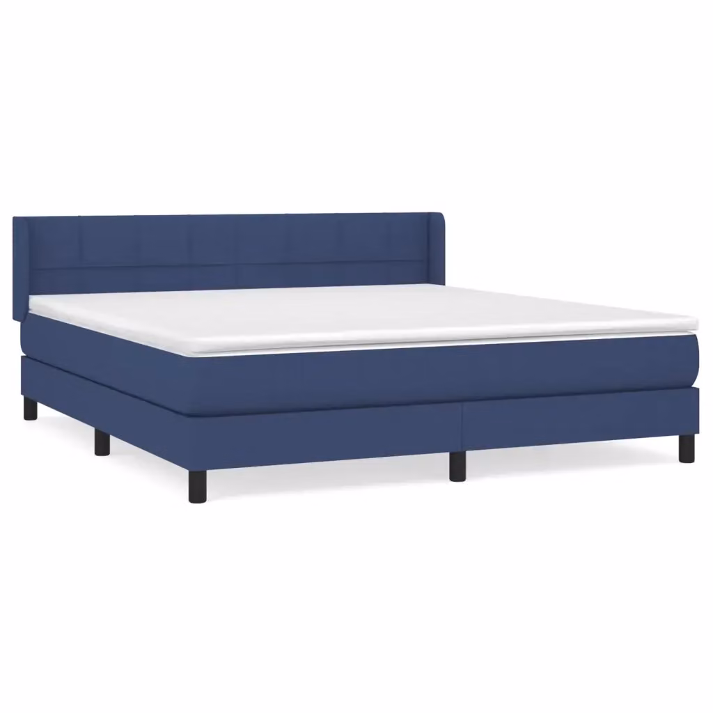 Letto Ibrido vidaXL con Giroletto a Molle e Materasso in Tessuto Blu e Bianco L/P: 180 x 200 cm – 2